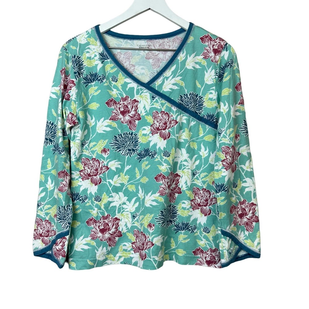 Garnet Hill Organic Cotton Floral Top Women Sz XS